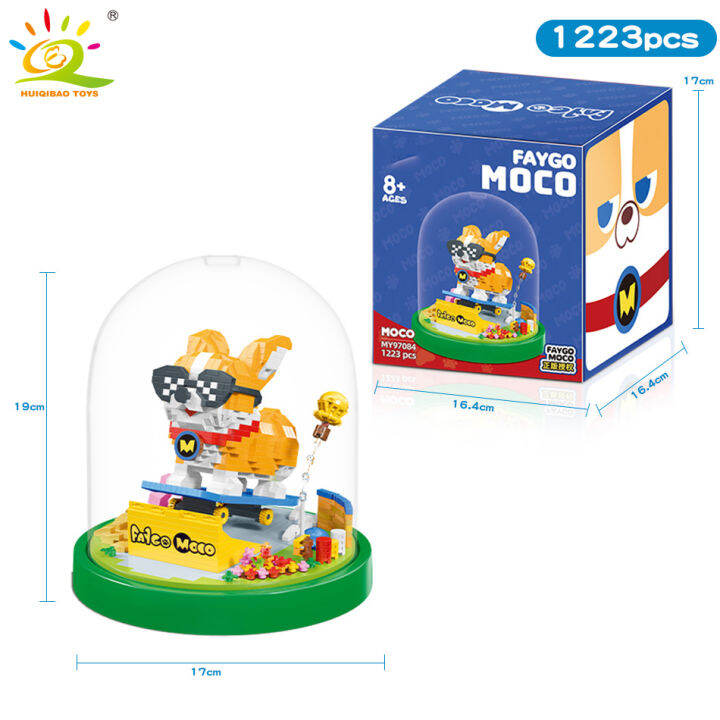 ใหม่-huiqibao-น่ารักการ์ตูน-corgi-สุนัขหน่วยการสร้างเพชร-moc-ไมโครอิฐขนาดเล็กสัตว์เลี้ยงสัตว์รุ่นของเล่นก่อสร้างสำหรับเด็ก