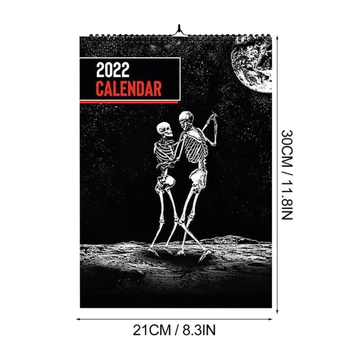 2022-gothic-art-wall-calendar-includes-12-dark-romantic-skeleton-illustrations-skull-couple-pendant-gothic-art-wall-calendar