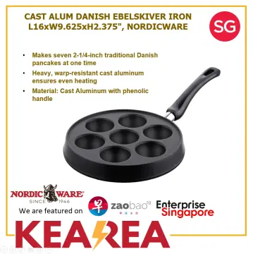 Nordic Ware Danish Ebelskiver Pan, Cast Aluminum with phenolic