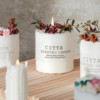 เทียนหอม ไม่จุดก้อหอม เทียนหอมกลิ่นฤดูกาลต่างๆ CITTA scented candle สำหรับเป็นของขวัญและของตกแต่งบ้าน พร้อมกล่องเขียวสุดหรู（กลิ่นผลไม้）