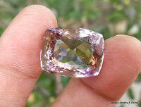 อเมทริน พลอย 2 สี 24.75 ct. ขนาด 15.3 x 19.5 x 12.0 mm. สีม่วงเหลือง ความสะอาดVVS พลอยแท้100%