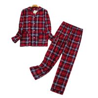 Womens Pajamas Plus Size S-XXXL Clothes Ladies Flannel Cotton Home Wear Suit Autumn Winter Pajamas Plaid Print Sleep Tops