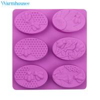 6 Hole Oval Silicone Bees Cake Mold 3D Soap Mold DIY Baking Jelly Honey Bee Shape Making Tools