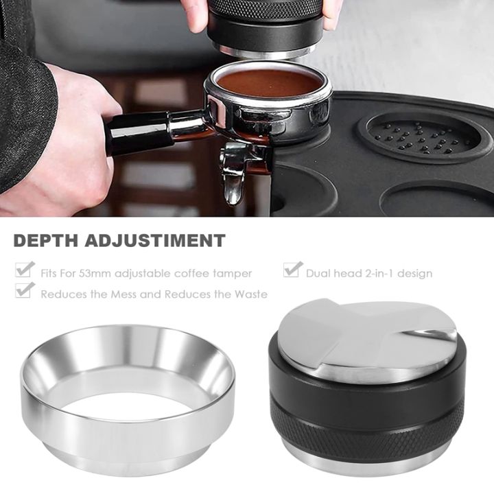 53mm-coffee-tamper-and-54mm-dosing-funnel-set-dual-head-coffee-leveler-fits-adjustable-depth-espresso-hand-tampers