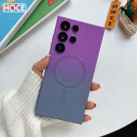 HOCE เคสซิลิโคนโทรศัพท์สีไล่ระดับสีสำหรับ Samsung S23 S21 S22เป็นพิเศษบวกเคสชาร์จไร้สายพร้อมการป้องกันเลนส์กระจกนิ่ม TPU ฝาครอบด้านหลังกันกระแทก