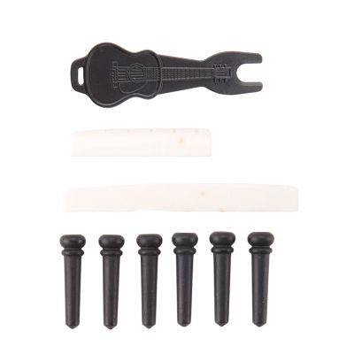Acoustic Guitar Parts Bridge Pins Peg+Saddle Nut Bone Slotted Replacements Guitar Accessories