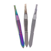 1PC Eyebrow Hair Tweezers Professional Eyebrow Hair Removal Tweezer Flat Tip Tool Stainless Steel Tweezers