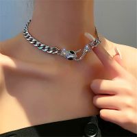 Cuban Gun Black Snake Necklace Hip Hop Rock Thick Chain Snake Necklace for Women Hyperbole Crystal Unusual Necklace PartyJewelry Fashion Chain Necklac