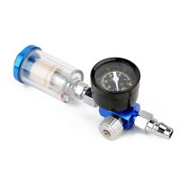 1/4 Scratch Air Pressure Regulator Gauge Spray Aluminum Alloy Spray Gun Pressure Gauge Regulato In-Line Water Trap Filter Tool