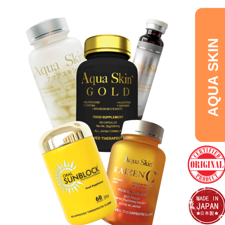 ORIGINAL AQUA SKIN GLUTATHIONE AQUA GOLD AQUA SUNBLOCK KAIZEN