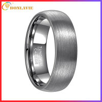 BONLAVIE Mens 7MM Domed Matted Brushed Finish Tungsten Carbide Ring Comfort Fit Engagement Ring Size 6-14