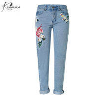 Mom Jeans Pantalon Femme Brand Femme Jeans With Embroidery Flower Denim jeans female Boyfriend For Women Bleached Ladies Trouser