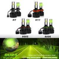 ไฟตัดหมอก LED สีเขียวมะนาว2ชิ้น72W หลอดไฟหน้ารถ H7 H8 H9 H11 HB4 9005 HB3ไฟวิ่ง DRL ไฟเดย์ไลท์อัตโนมัติ