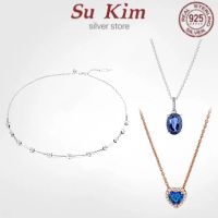 2021 new Fit Original Real 925 Silver authentic pan necklace For Women princess crystal couple DIY fashion wedding Jewelry