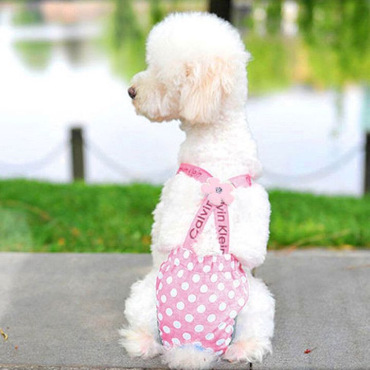 กางเกงในอนามัยสำหรับสัตว์เลี้ยงผ้าคอตตอนพร้อมสายรัดยืดหยุ่นสำหรับกางเกงในลูกสุนัขมีประจำเดือน