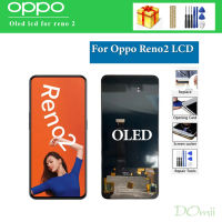 จอ Lcd OLED 6.5 "สำหรับ Oppo Reno 2จอแสดงผล LCD PCKM70 PCKM00 PCKT00 CPH1907หน้าจอสัมผัสอะไหล่ประกอบ Digitizer