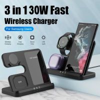 ❄◇☬ 3 in 1 Wireless Charger Stand for Samsung Galaxy S23 S22 21 Ultra S20 30W Fast Charging Dock Station Watch5 Pro Holder Buds2 Pro