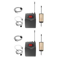 2X Wireless Microphone System,Wireless Microphone Set with Headset &amp; Lavalier Lapel Mics Beltpack Transmitter Receiver