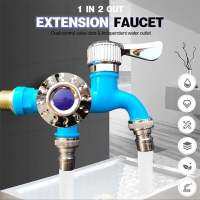 Faucet Double Outlet Dual Control Water Tap Home Bathroom Hose Irrigation Fitting Plastic Connector 1/2" Universal Interface Plumbing Valves