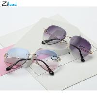 HOT★Zilead ใหม่แฟชั่นชา Gradient แว่นตากันแดดผู้หญิงผู้ชาย Frameless ตัดเลนส์ Rimless ดวงอาทิตย์แว่นตาหญิง UV400 Occhiali