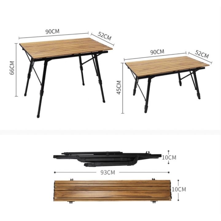 ส่งใน24ชม-โต๊ะพับอลูมิเนียมลายไม้-folding-table-โต๊ะสนามพับแล้วขนาดเล็กขนย้ายสะดวก-โต๊ะสนามขาปรับระดับได้