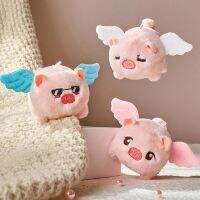 【LZ】┅✴  Cartoon Flying Pig Pulling Rope Shaking Tail Wings Cute Angel Plush Stuffed Animals Toy Cute Key Pendant Birthday Gifts