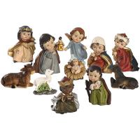 Resin Nativity Figurine Set 11pcs Resin Christmas Jesus Scene Statue Models Kit Christmas Ornament Home Decors For Desktop TV Stand Living Room Mantelpiece Bookshelf Bedside Table astounding