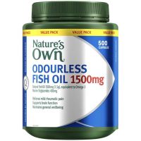 ส่งเร็ว น้ำมันปลา fishoil 1500mg Natures Own Fish Oil 1500mg Odourless 500 Capsules Exp.11/2025