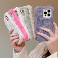 USLION Warm Fur Plush Phone Shockroof Case For iPhone 14Plus 14Pro 14 13 12 Pro Max 11 11Pomax Camera Lens Protection Phone Case  Screen Protectors