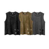 hot【DT】 Mens Cotton Printed LeatherVelvet Fashion Street SleevelessT-shirt Loose