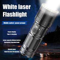 1500M Long-range Tactical Zoom Flashlight TYPE-C Fast Charging 5-mode COB White Laser Camping Outdoor Powerful LED Flashlight Rechargeable  Flashlight