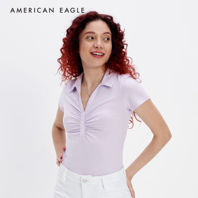 American Eagle Ruched Front Polo T-Shirt เสื้อโปโล ผู้หญิง  (EWTS 037-8605-507)