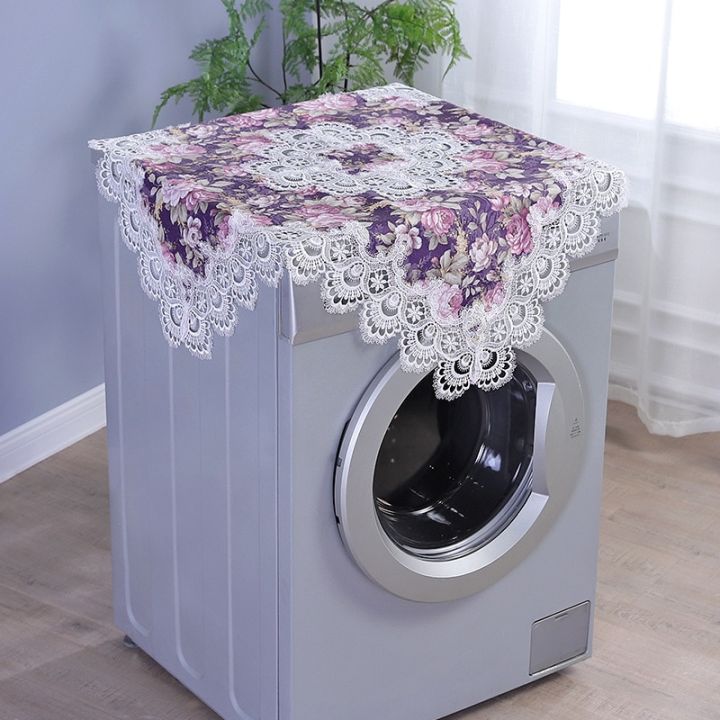 modern-damask-fabric-lace-border-square-tablecloth-wall-cabinet-washing-machine-air-conditioner-refrigerator-lcd-tv-cover-cloth