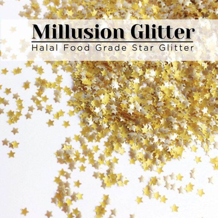 Millusion Edible Gold Glitter Star 2g Cake Sprinkle / Sugar Ball
