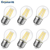 6Pcs / Lot E27 E26 หลอดไฟ LED Retro Edison G45 2W 4W หรี่แสงได้ LED Filament Lamp 220V ขาวเย็นอบอุ่น 2700K6500K สําหรับบ้าน▀