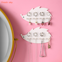 Fresh sky ตะขอจัดระเบียบเครื่องประดับสองชั้นแขวนประตูติดผนังสำหรับแหวนต่างหูสร้อยคอแบบไม่เจาะ