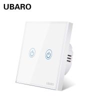 ❈ UBARO EU/UK Wall Light Touch Switch Tempered Glass Panel Led Indicator Power Electrical Button Manuel Sensor 1/2/3 Gang Ac220V