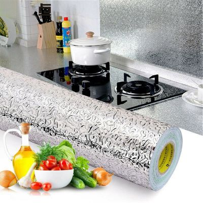 【CW】 Proof Stickers Temperature Resistant adhesive Wall Cabinet  Aluminum Foil Paper Wallpaper
