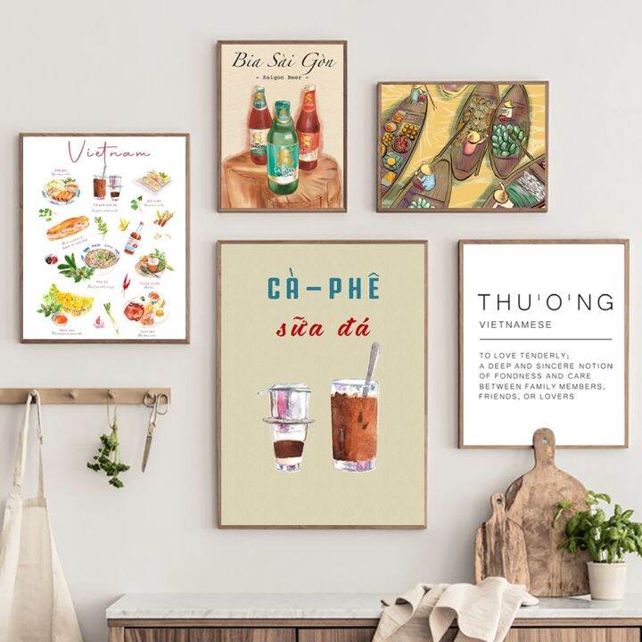 [Maimaibu] Vietnam Food Art Prints Banh Mi Pho Posters Cooking Foodie