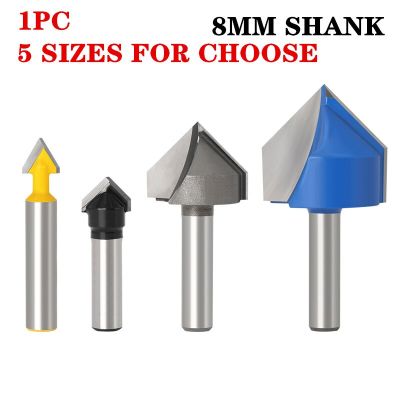 1Pc 8mm Shank 90 Degree V Type Slotting Milling Cutter เครื่องมือแกะสลักเกรดอุตสาหกรรมเครื่องมืองานไม้ราคาดอลลาร์