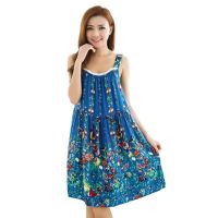 【LZ】■⊙♙  Camisola em suspensão feminina vestido solto e macio seda de algodão serviço doméstico saia princesa de comprimento médio versão coreana