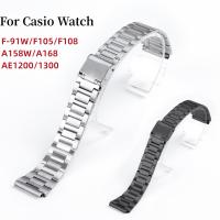 【CC】 Band for F-91W 18mm F105 F108 A158W A168 AE1200 AE1300 Watchstrap Metal