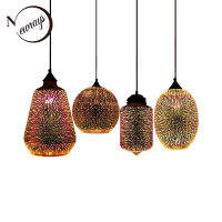 Modern 3D colorful romantic Starry sky hanging Glass shade Pendant Lamp Lights Fixture E27 for bedroom Restaurant living room