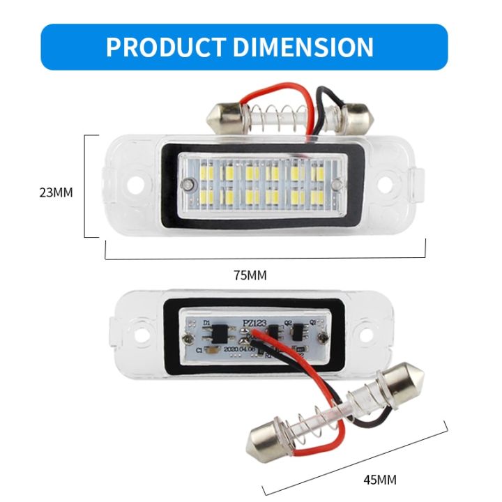 2pcs-led-license-number-plate-light-for-mercedes-benz-w203-w211-c219-r171-cls-slk-bright-white-canbus-error-free-led-strip-lighting