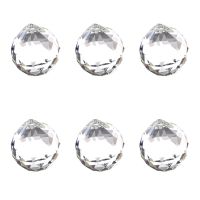 6 Pcs 40MM Feng Shui Faceted Decorating Crystal Pendant Ball(Clear)