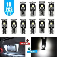 【ซินซู?ชุดหลอดไฟเพดานในร่ม Led สำหรับรถยนต์10ชิ้น T10 168 194 2825ป้ายทะเบียนรถ W5w หลอดไฟ6500K สีขาว