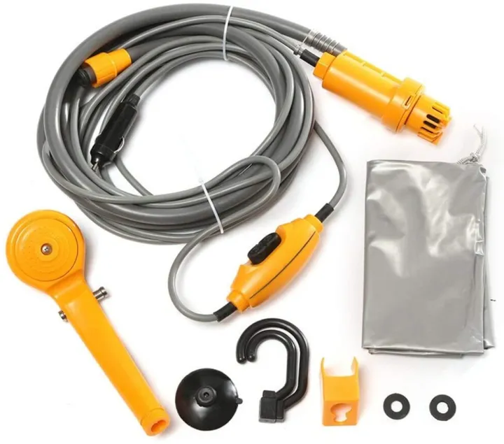 12 Volt Electric Shower Pump and Head Rinse Kit Portable Shower System, Buildin Water