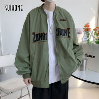 Suikone เสื้อคู่ชายปักลายแบบไม่มีหมวกทรงหลวมเสื้อแจ็คเก็ตลำลองบางเครื่องแบบเบสบอล