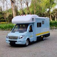 1:28 D Iecast หรูหรา RV ยานพาหนะที่พักผ่อนหย่อนใจรถรุ่นโลหะของเล่นค่ายรถตู้ Motorhome T Ouring รถรุ่นเสียงและแสงเด็กของขวัญ