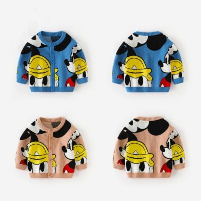 Baby Boys Girls Sweaters Cardigans Mickey Mouse Autumn Causal Toddler Long Sleeves Knitwear Jackets Winter Children Knitted Tops